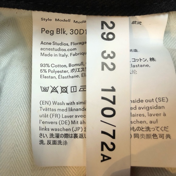 ACNE Studios Bla Konst Mid-Rise Peg Black Skinny Jeans Black Size 29/32 New WOT - Picture 9 of 13